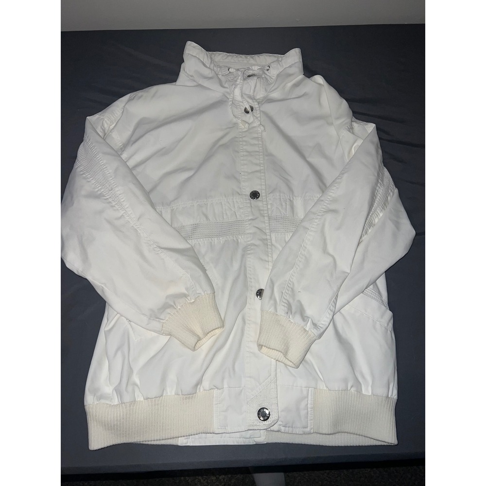 Innovations by Izzi White Vintage Bomber Jacket Windbreaker Womens Medium